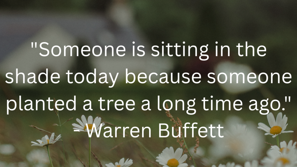 "Someone is sitting in the shade today because someone planted a tree a long time ago." - Warren Buffett
