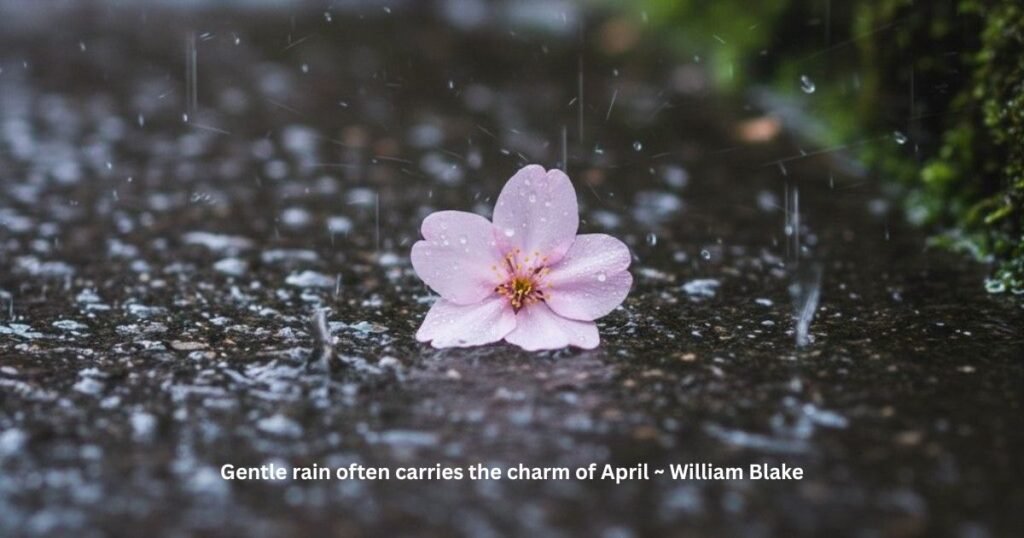 April quotes: Gentle rain often carries the charm of April ~ William Blake