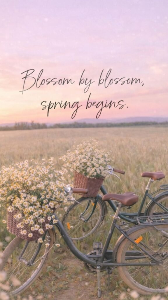 Blossom by blossom, spring begins: Aesthetic Spring Wallpapers with Quotes for iPhone