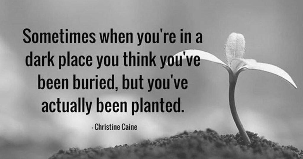 Sometimes when you’re in a dark place you think you’ve been buried but you’ve actually been planted. ~ Christine Caine