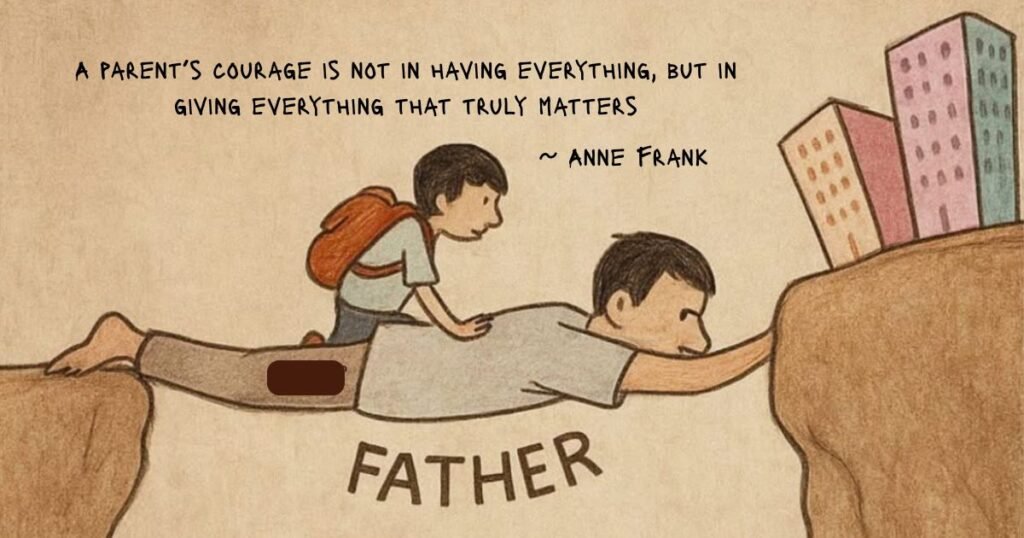 A parent’s courage is not in having everything, but in giving everything that truly matters ~ Anne Frank; Parenting Quotes for Single Parents
