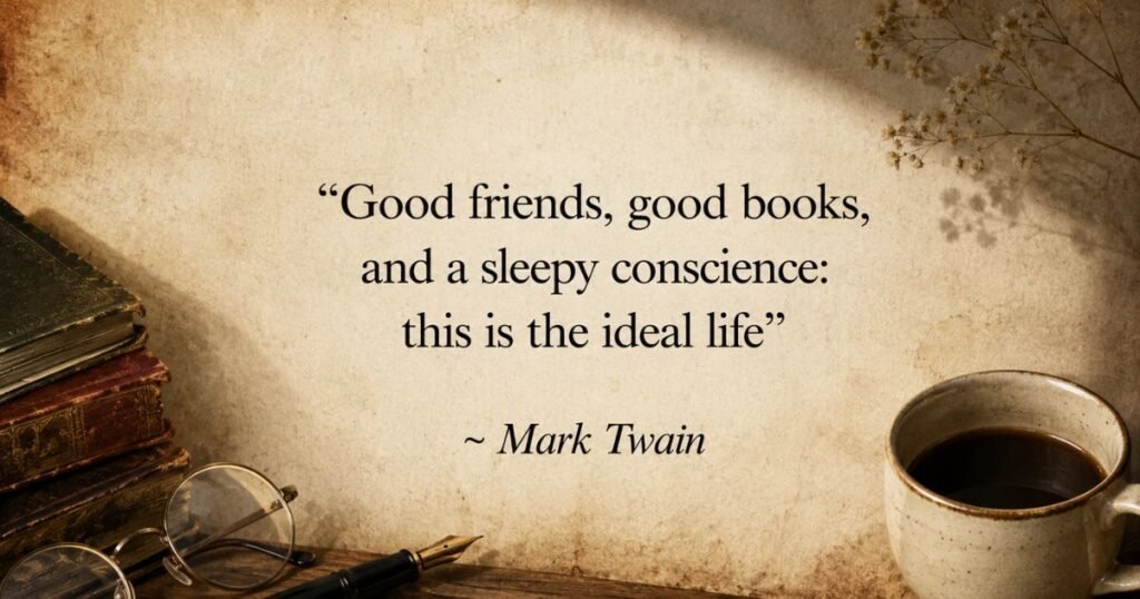 Good friends, good books, and a sleepy conscience: this is the ideal life ~ Mark Twain