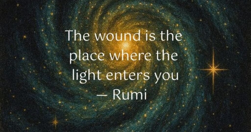 Deep quotes: The wound is the place where the Light enters you. ~ Rumi