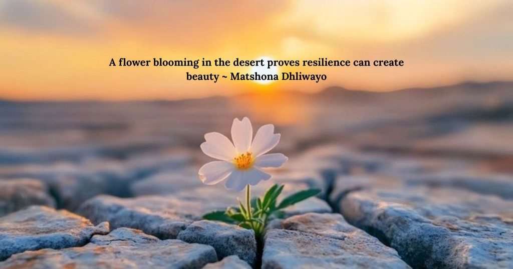 A flower blooming in the desert proves resilience can create beauty ~ Matshona Dhliwayo