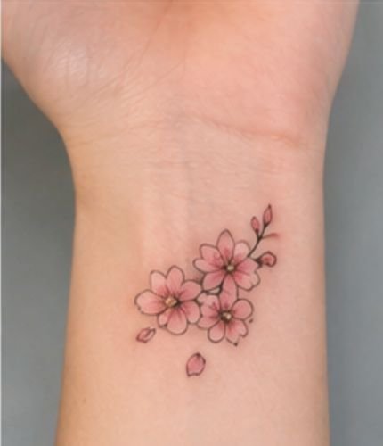 Cherry Blossom Wrist Tattoo