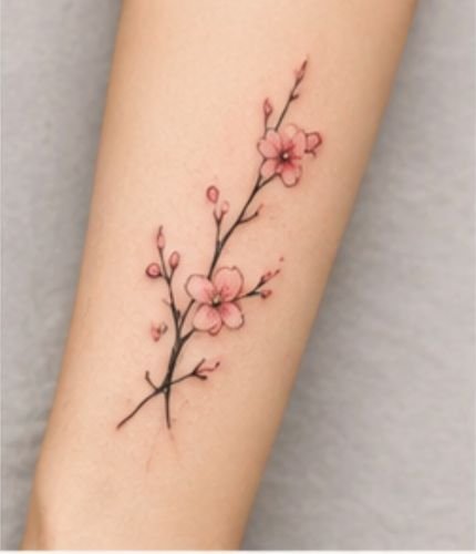 Minimalist Cherry Blossom Branch Tattoo
