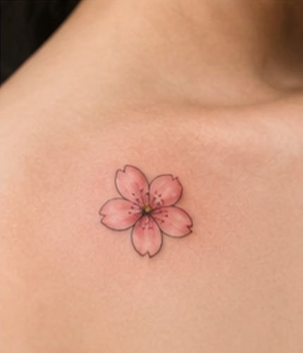 Single Sakura Flower Tattoo