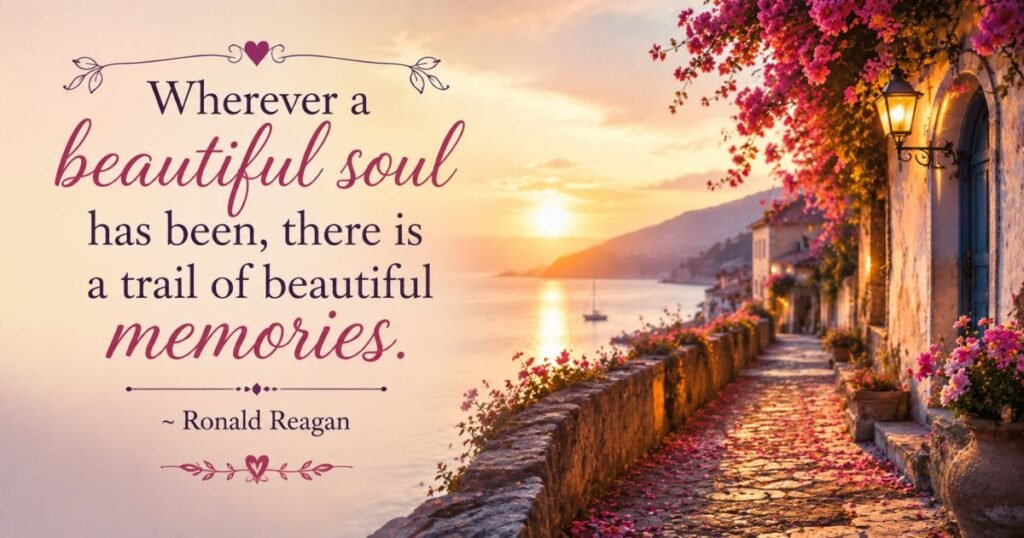 Soul Quotes: Wherever a beautiful soul has been, there is a trail of beautiful memories. ~ Ronald Reagan