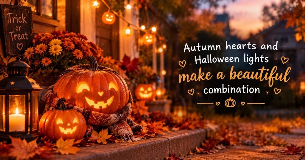 Autumn hearts and Halloween lights make a beautiful combination